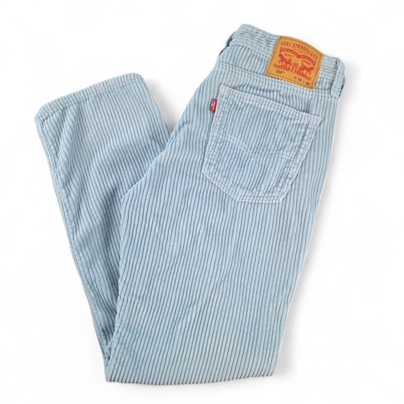 Levi's 514 Men's Corduroy Pants | W32 L30 | Light Blue Straight Leg - Picture 1 of 9